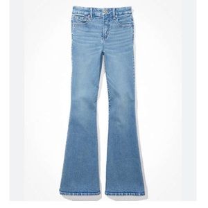 AE🦅4 Long Super High-Waisted Flare Jean American Eagle High Rise Wide Leg Luxe